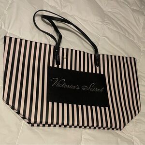 Victoria's Secret Pink and Black Striped Tote